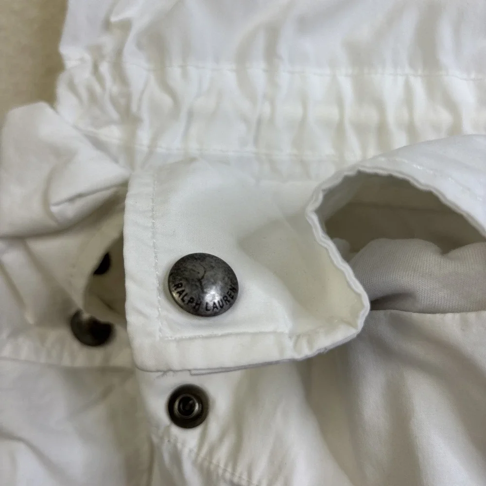 Ralph Lauren utility Jacket Men M White Field Military Hunting Stowaway hood Vtg